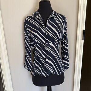 Striped Black and White Women's vintage silk Top